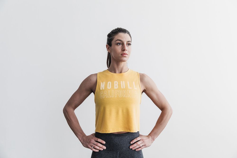 NOBULL Women's Muscle (California) Tank Tops - Vintage Yellow - Ireland (0347RZKAO)